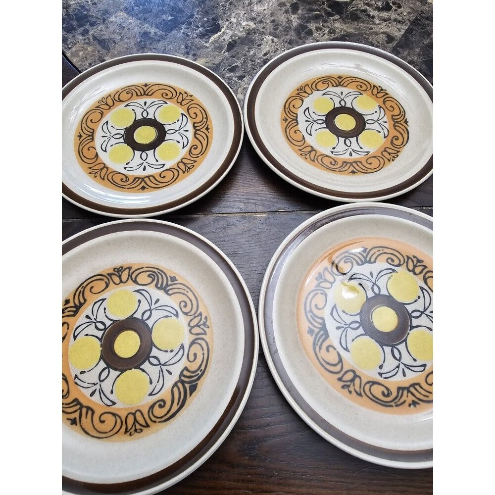 Vista Stoneware 1970s Design Japan Set Of 4 Salad Plates